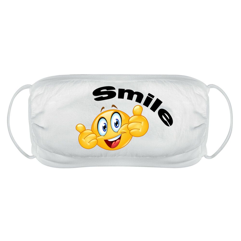 Smile face mask cover reusable washable comfy fit white double layered