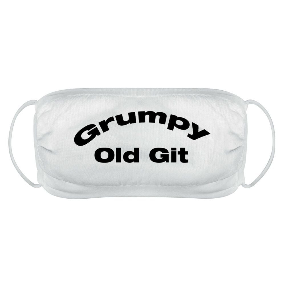 Grumpy old Git face mask cover reusable washable comfy fit white double lay