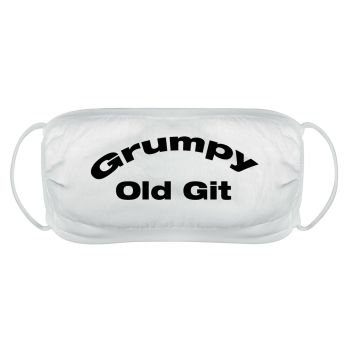 Grumpy old Git face mask cover reusable washable comfy fit white double layered