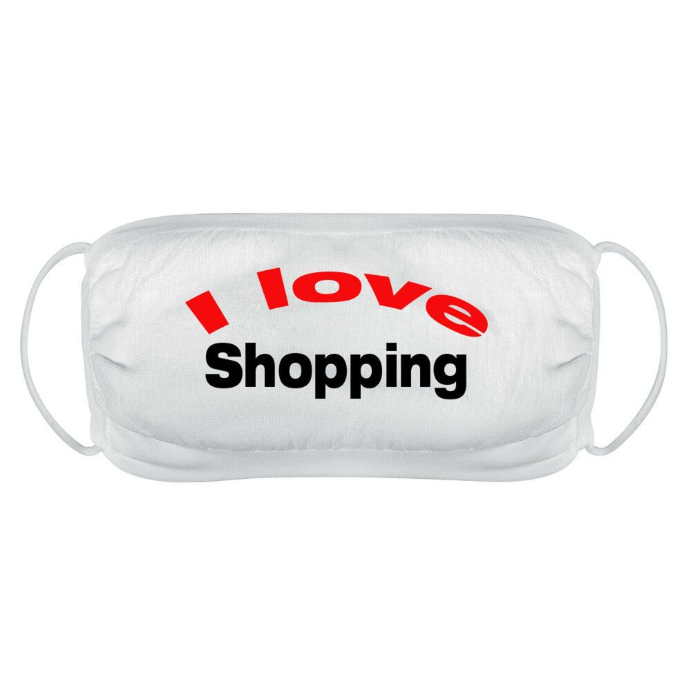 I Love shopping face mask cover reusable washable comfy fit white double la