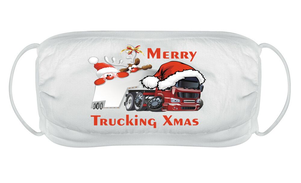 Merry Trucking Xmas Christmas face mask cover reusable washable comfy fit w