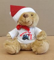 2 - Christmas Teddy Bear Born to Ride Motorcycle with a Santa Hat 