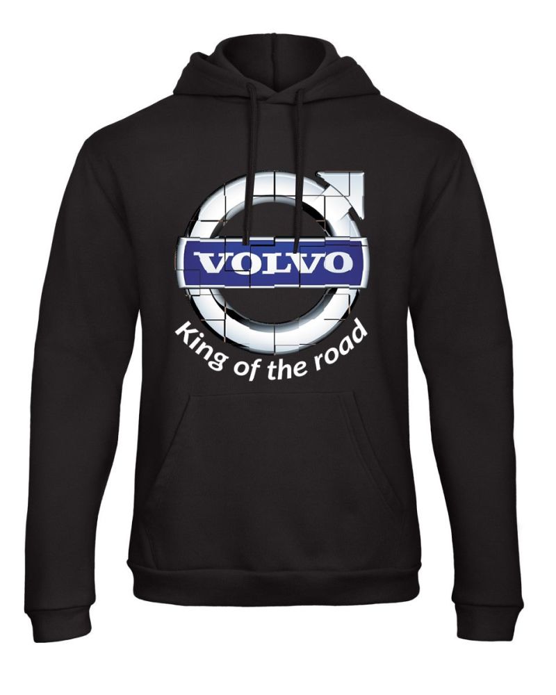 W - Volvo retro truck lorry king of the road black hoodie sweat kangroo pouch