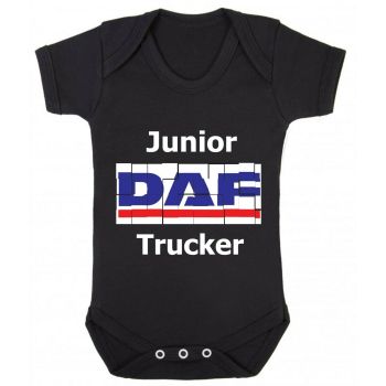 Z - Junior baby trucker black romper suit kids boy girl Lorry HGV truck DAF