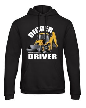 Z -Digger driver kids children black hoodie pullover yellow digger