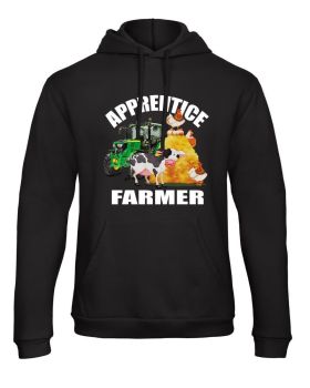 Z -Apprentice trainee tractor farmer animals kids children black hoodie pullover