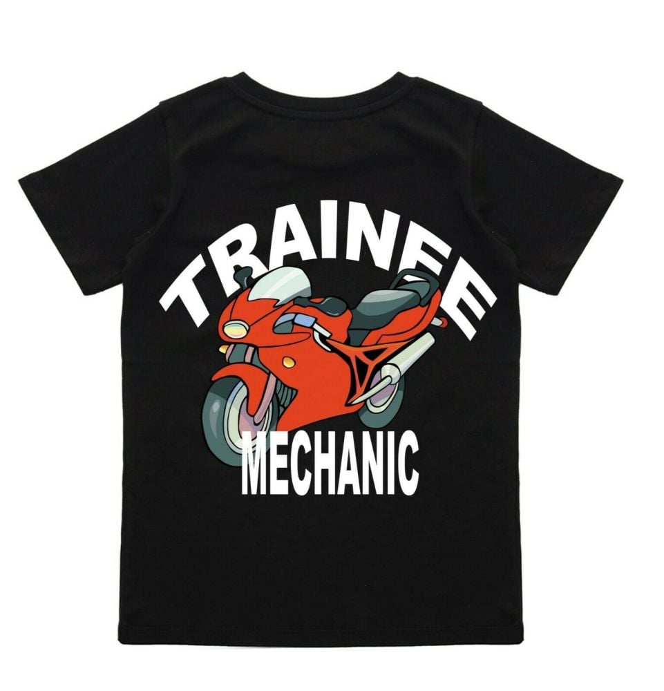z - Trainee apprentice motorcycle bike mechanic black t-shirt kids children