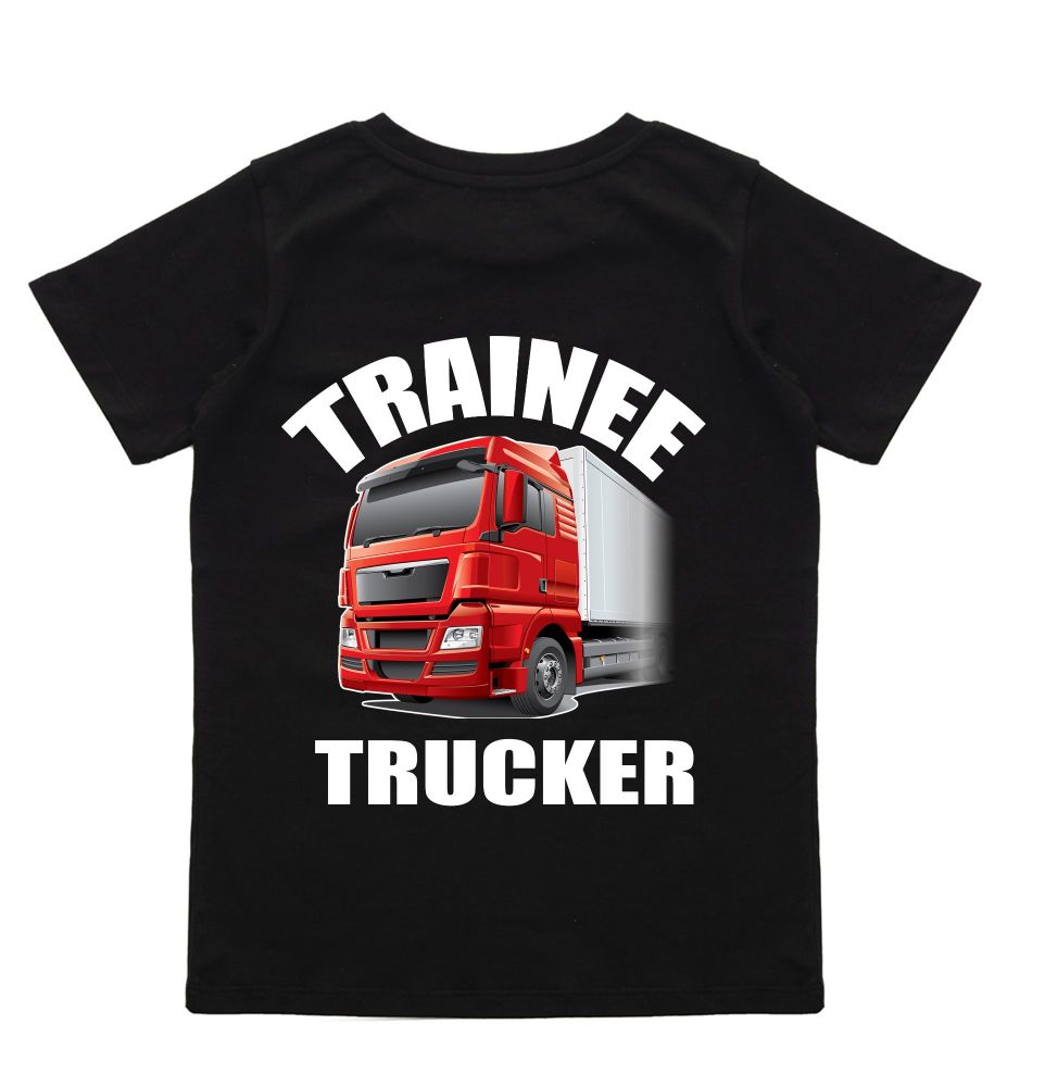 z - Trainee Trucker HGV lorry driver black t-shirt kids children 100% cotton