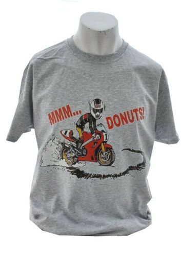 A- mmm Donuts! Retro Logo  Design mens T-shirt Tee grey