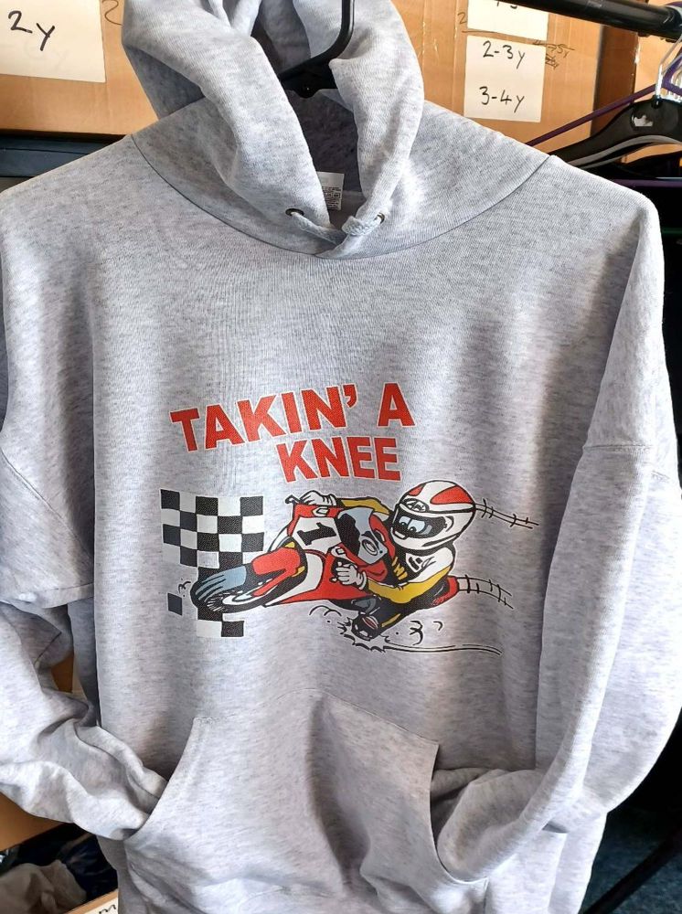 E - Takin a Knee motorcycle biker racing grey hoodie pullover with kangaroo pouch
