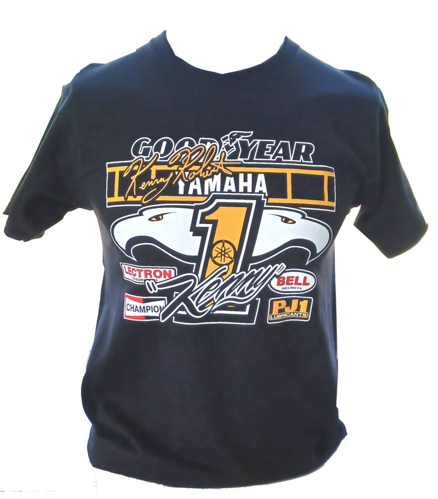 A- Kenny Roberts Yamaha Retro Logo  Design mens T-shirt Tee black