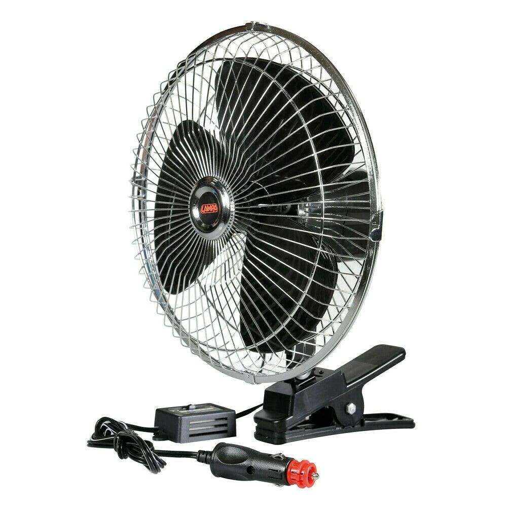 1) 24 volt 8" Oscillating Fan Cig Lighter 25cm cable two speeds truck lorry HGV