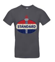 B - Standard motor oil design retro finish unisex 100% organic T-shirt Tee grey 
