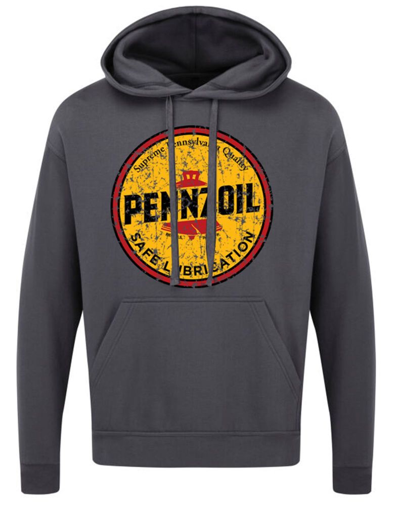 F - Pennzoil motor car biker retro design hoodie sweat kangaroo pouch UK
