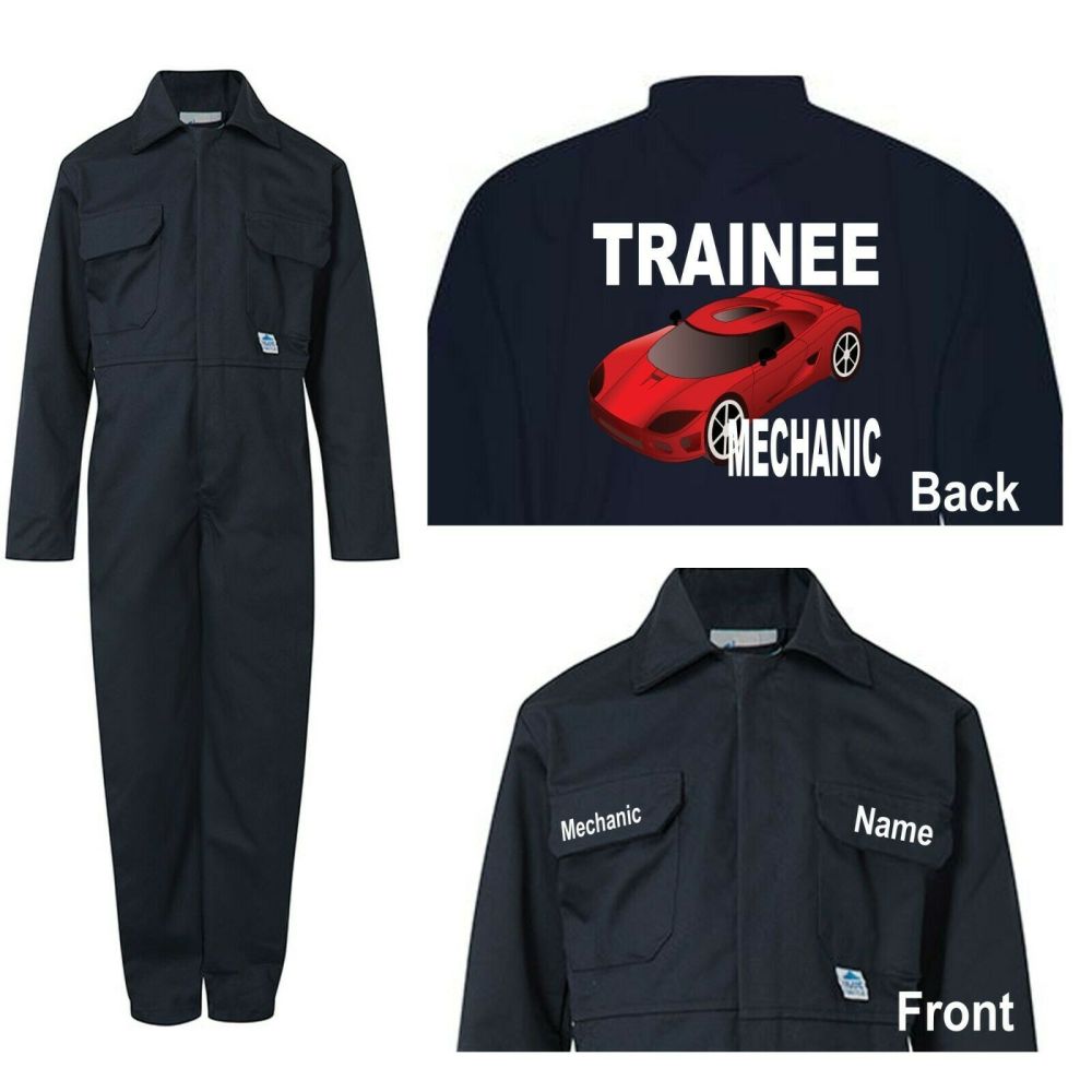 A - Motokids kids childrens red or blue  boiler suit overalls coveralls apprentice car mechanic 