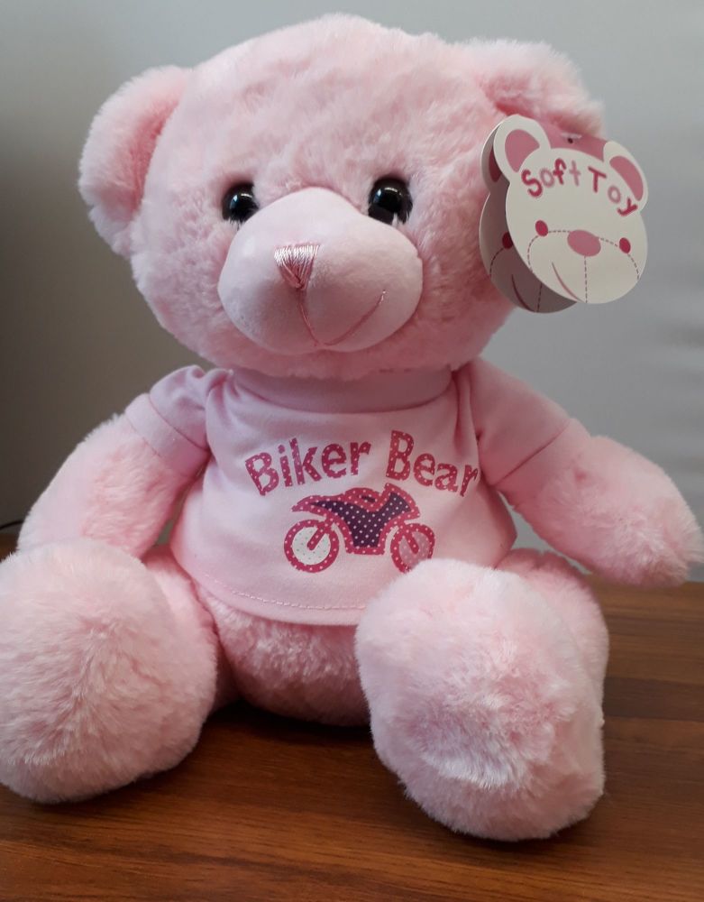 2-Personalised biker teddy bear newborn child pink super soft toy christmas gift