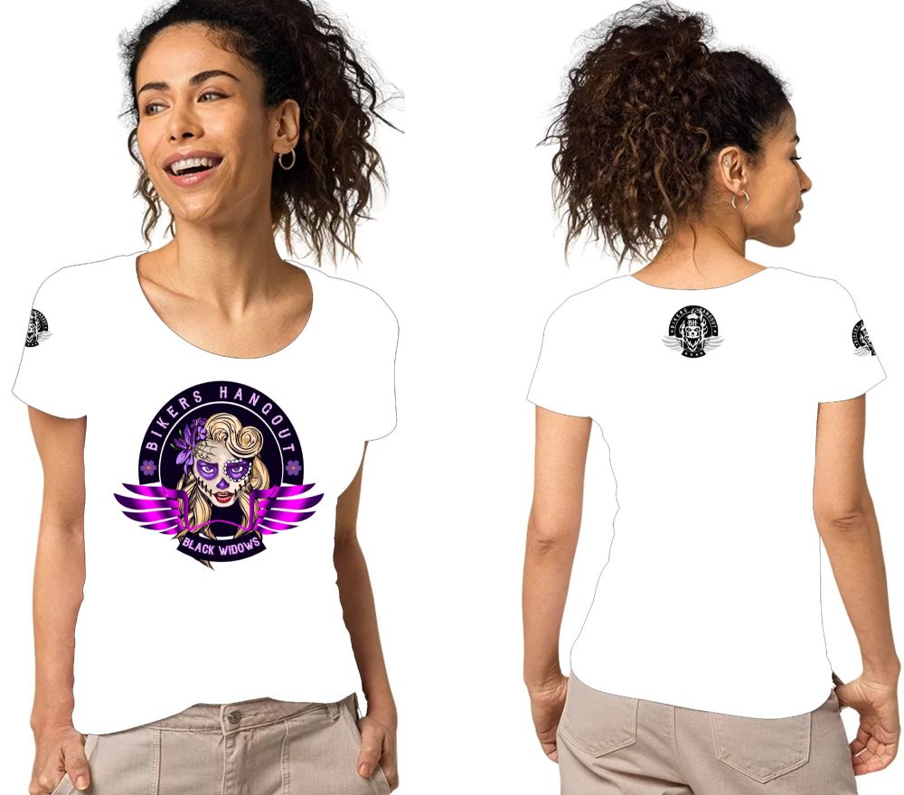 C. Black Widows Women Lady White Organic Tee T-shirt 