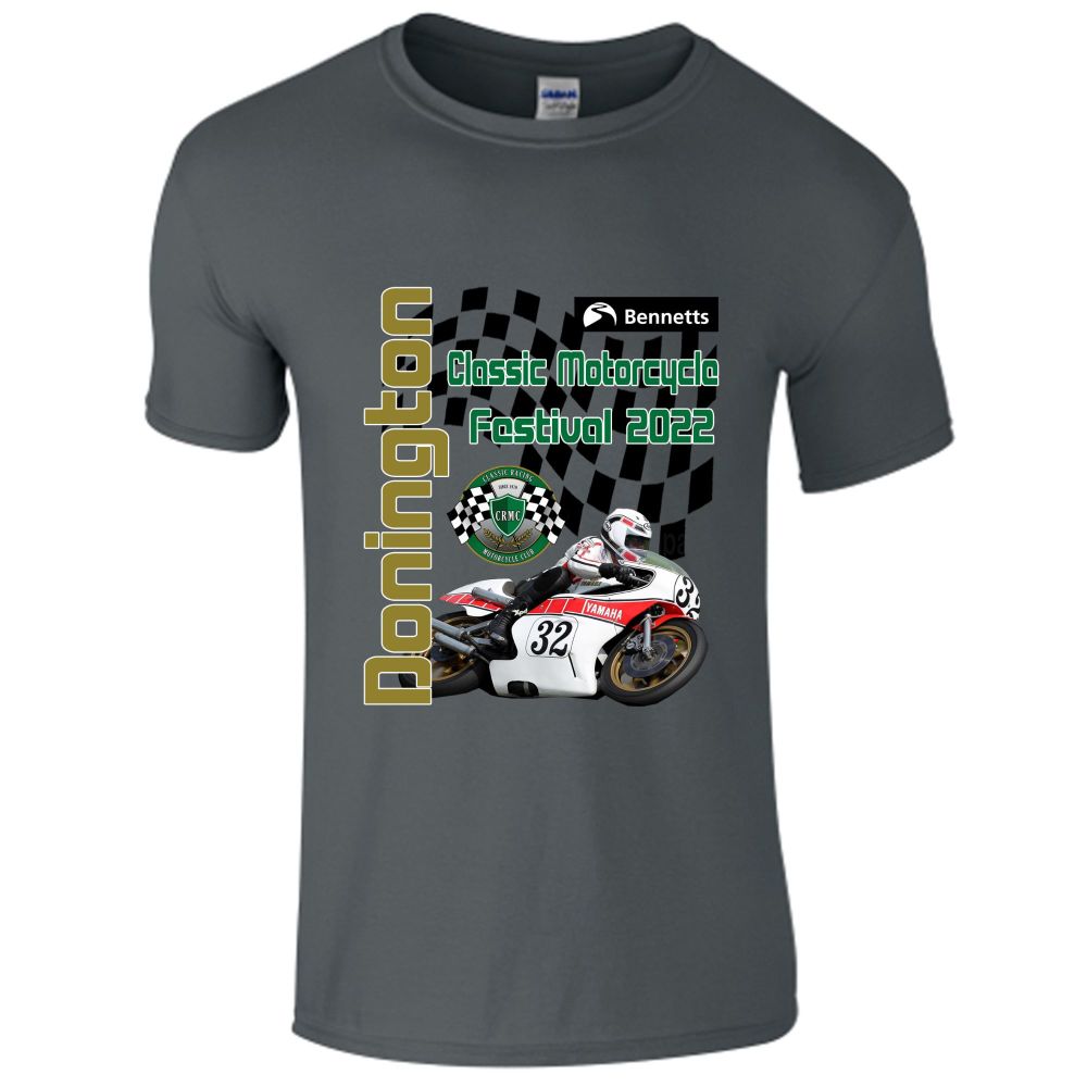 C.Donington 2022 Classic Motorcycle Festival CRMC Bennetts official tee t-shirt grey organic unisex