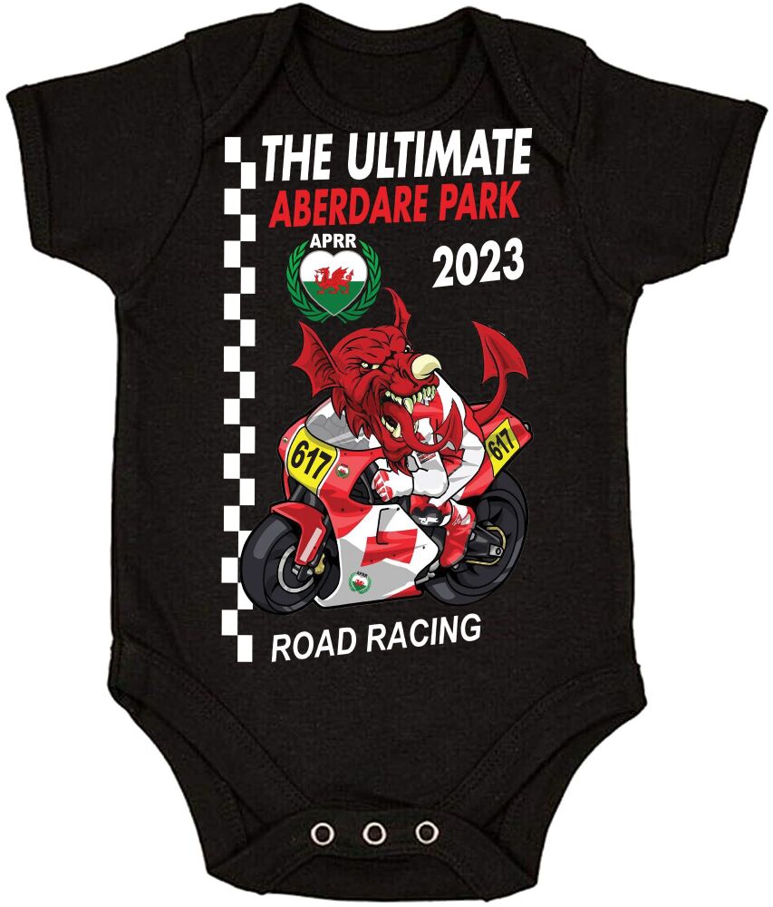 B. Aberdare Park Road Races Official black babygrow romper suit 2023