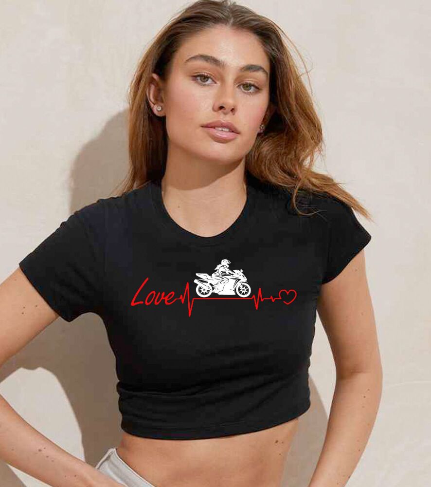 AA-ladies women's crop top Love Heart Beat 100% cotton
