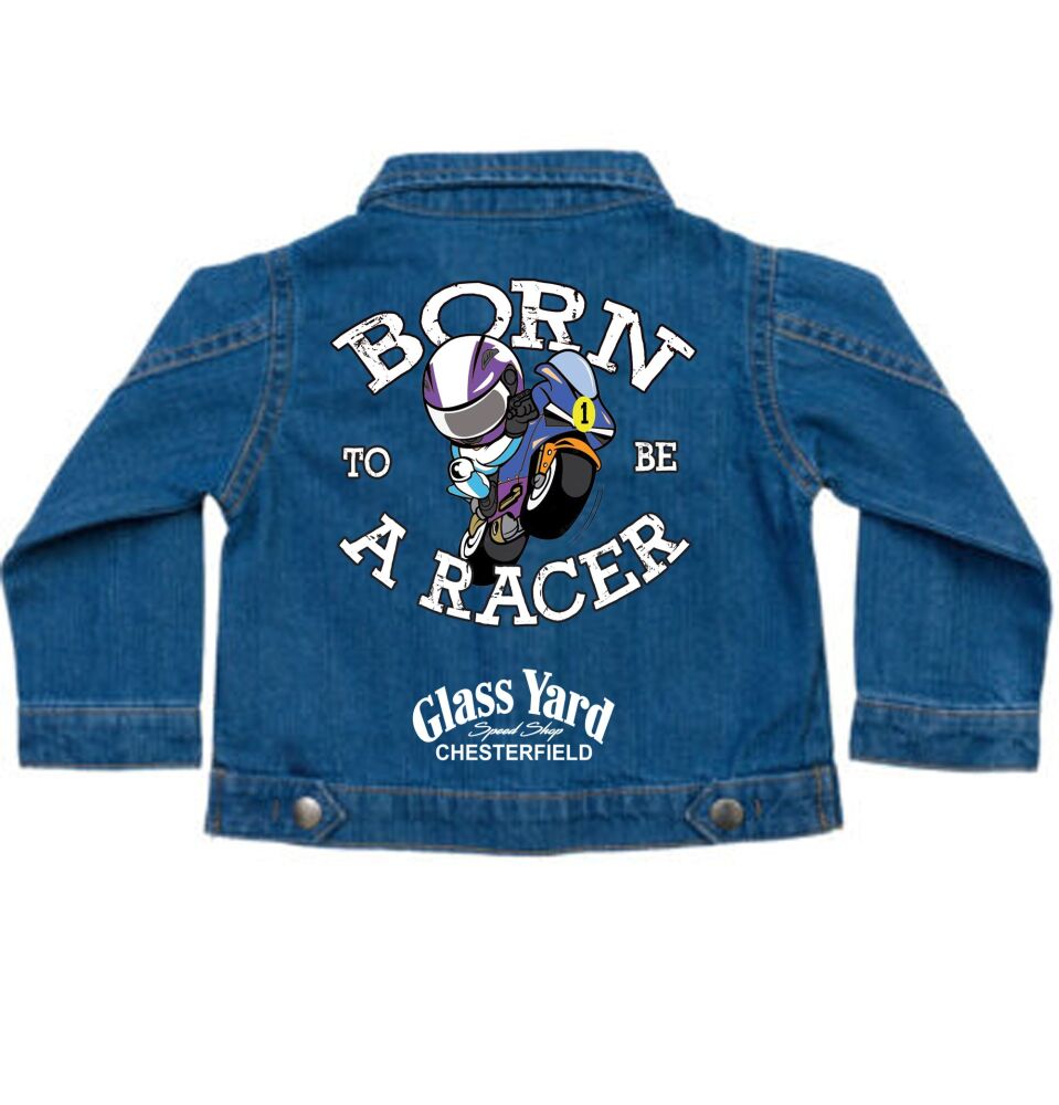 kids denim jacket born to be a racer