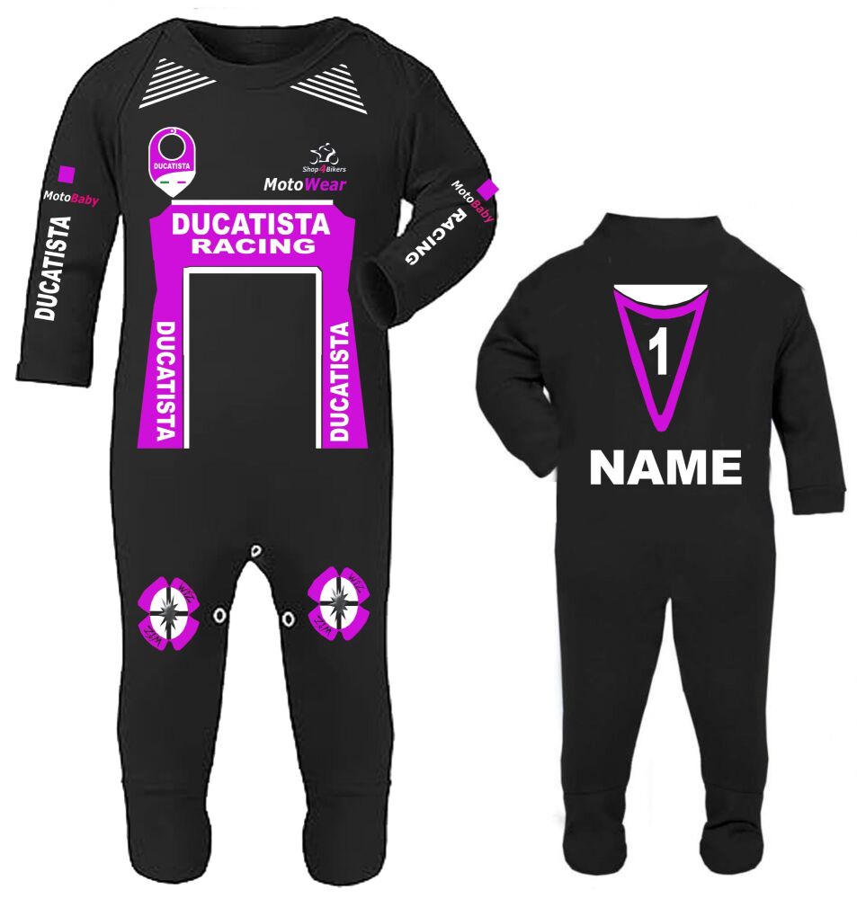 Motorcycle  babygrow purple Ducatista Racing Race romper suit