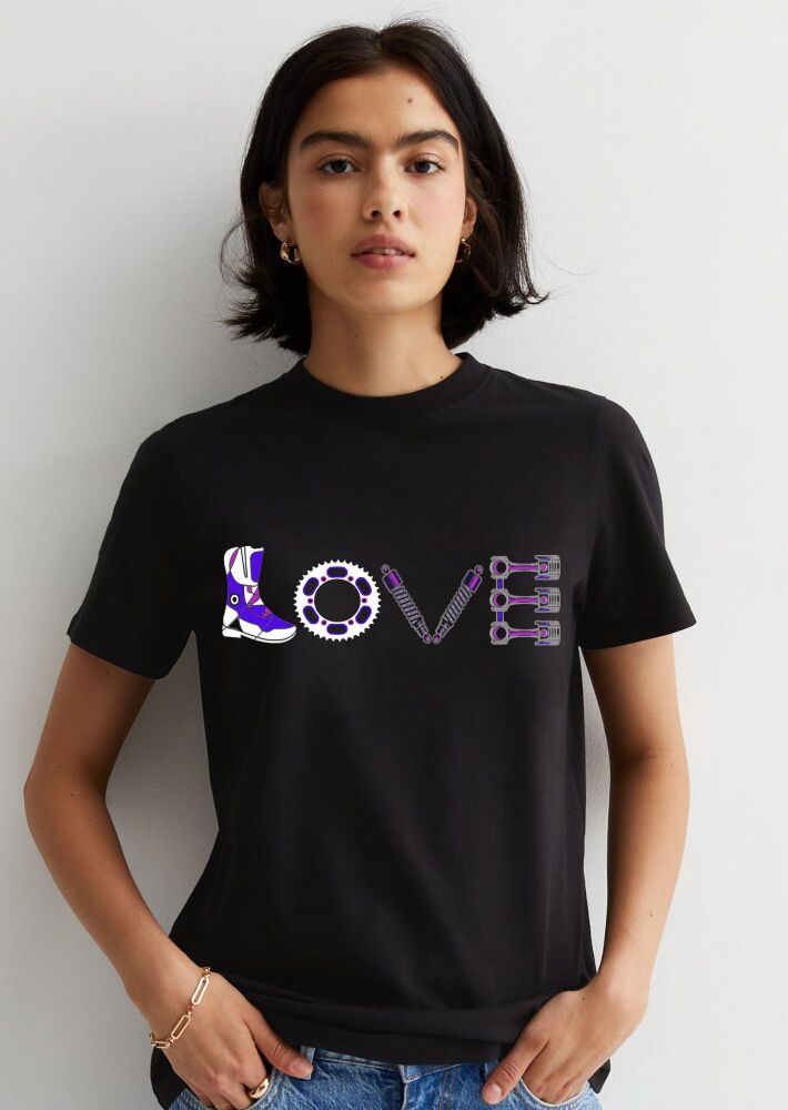 AA.Lady girl women biker love boot black 100% cotton small - 4XL tee t-shirt