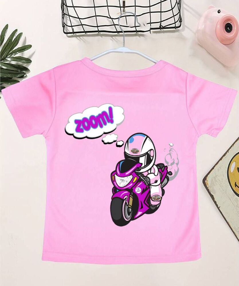 AA-Motorcycle zoom bike racer pink t-shirt tee kids children 6 months 14 ye