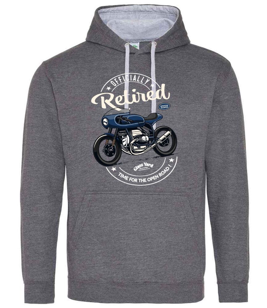 x. Official retired biker motorcycle motorbike time for the open road retro