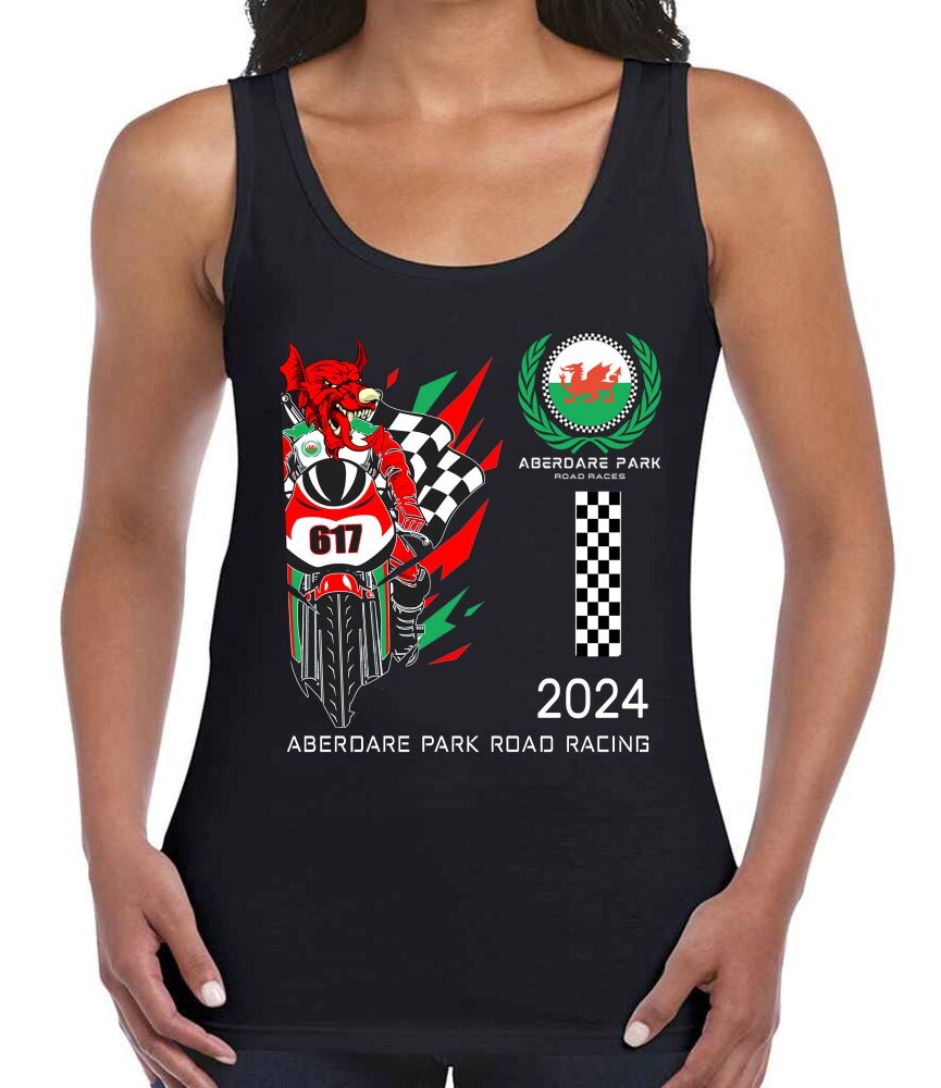 A. Aberdare Park Road Races official ladies vest tank top tee t-shirt black