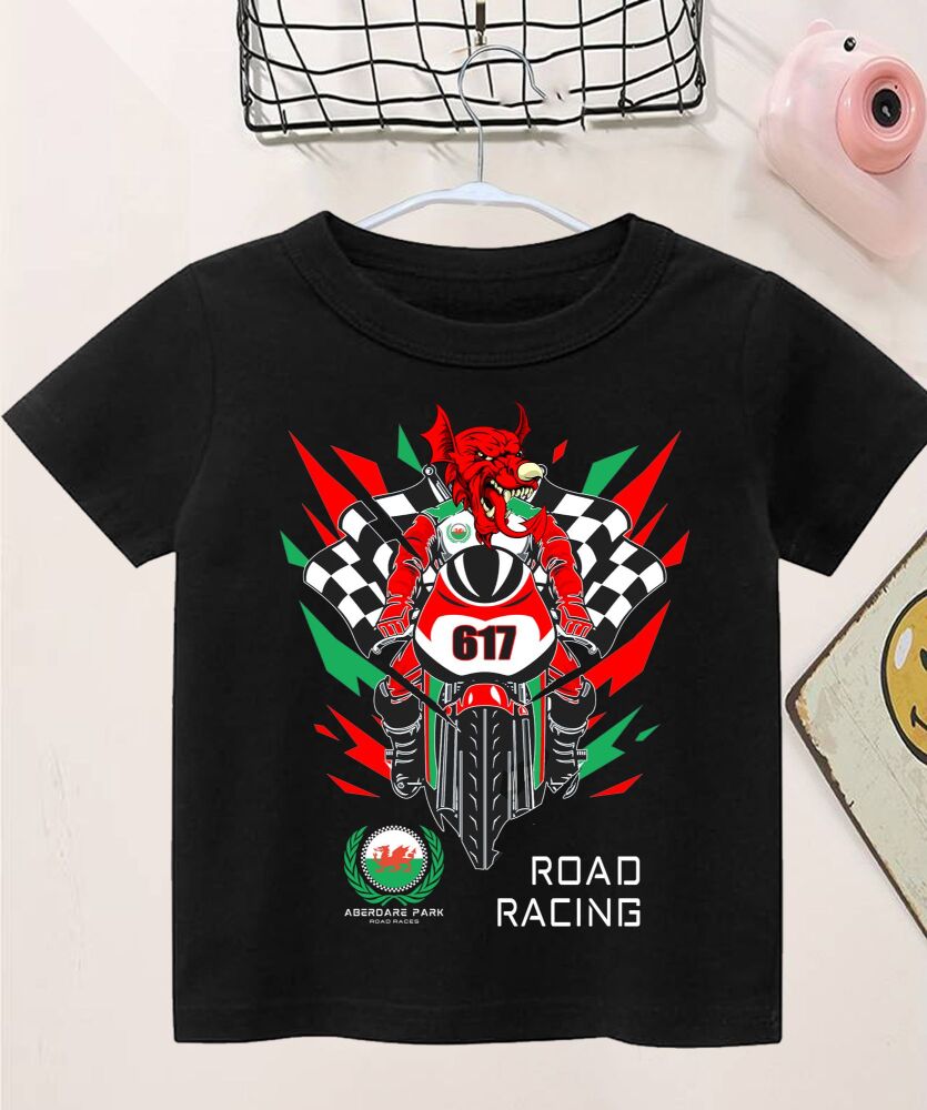 A. Aberdare Park Road Races Official Kids black tee t-shirt 2024