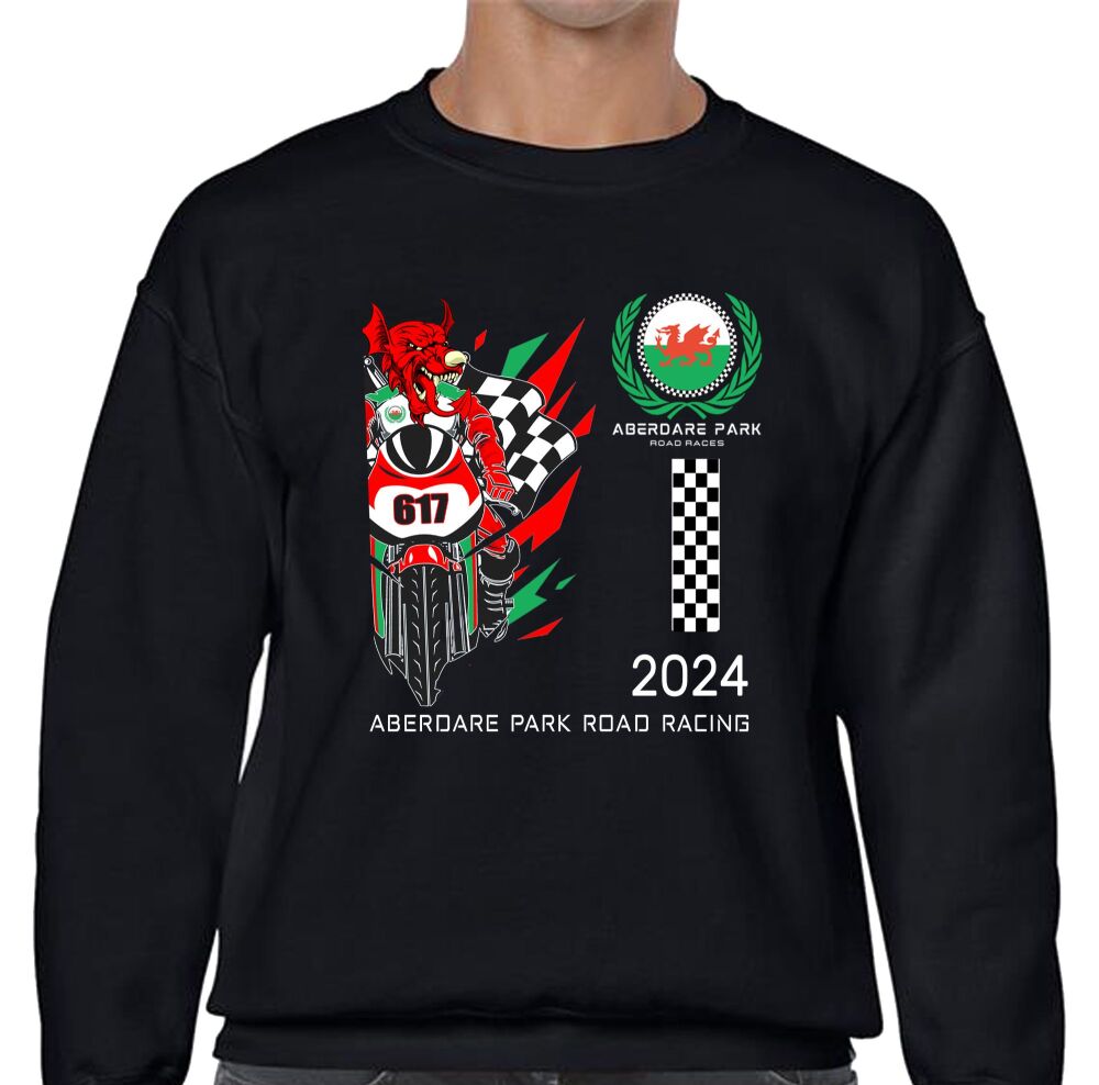 A. Aberdare Road Racing official sweat jumper black unisex 2024 double side