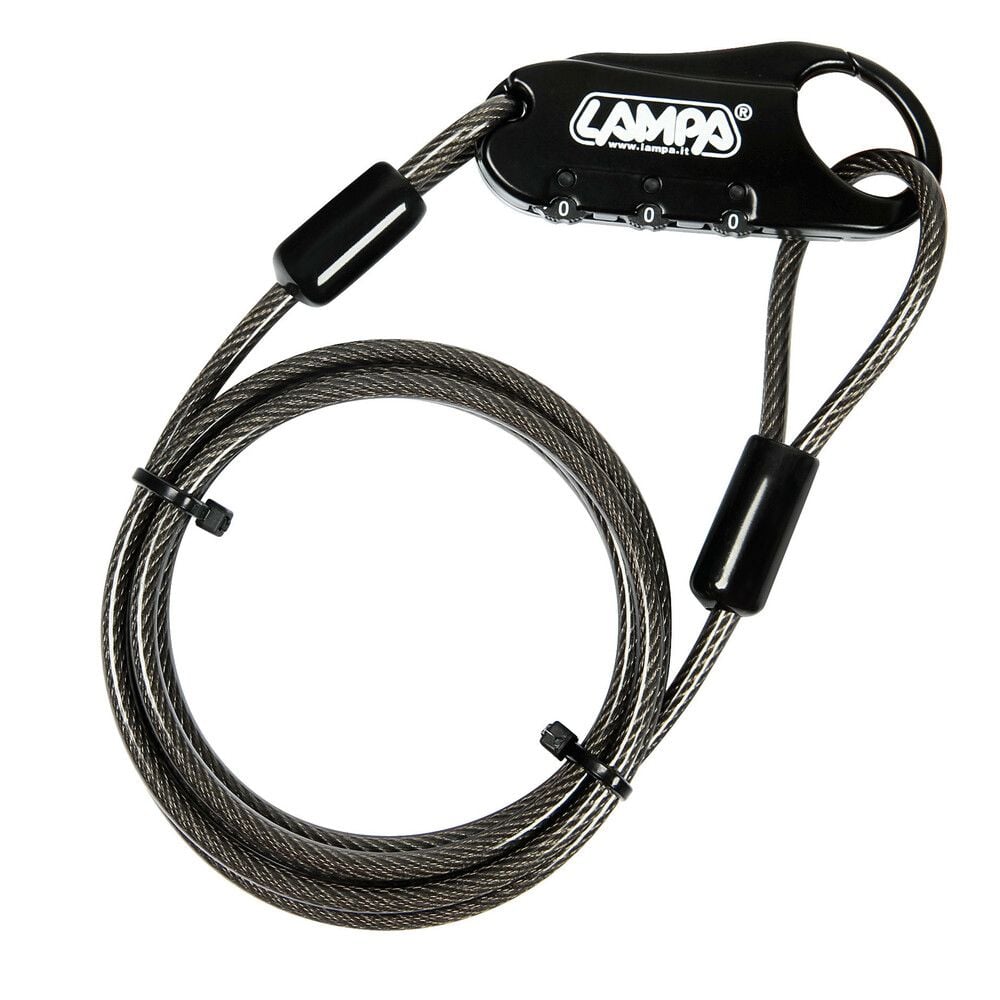 Motorcycle helmet combination lock & cable