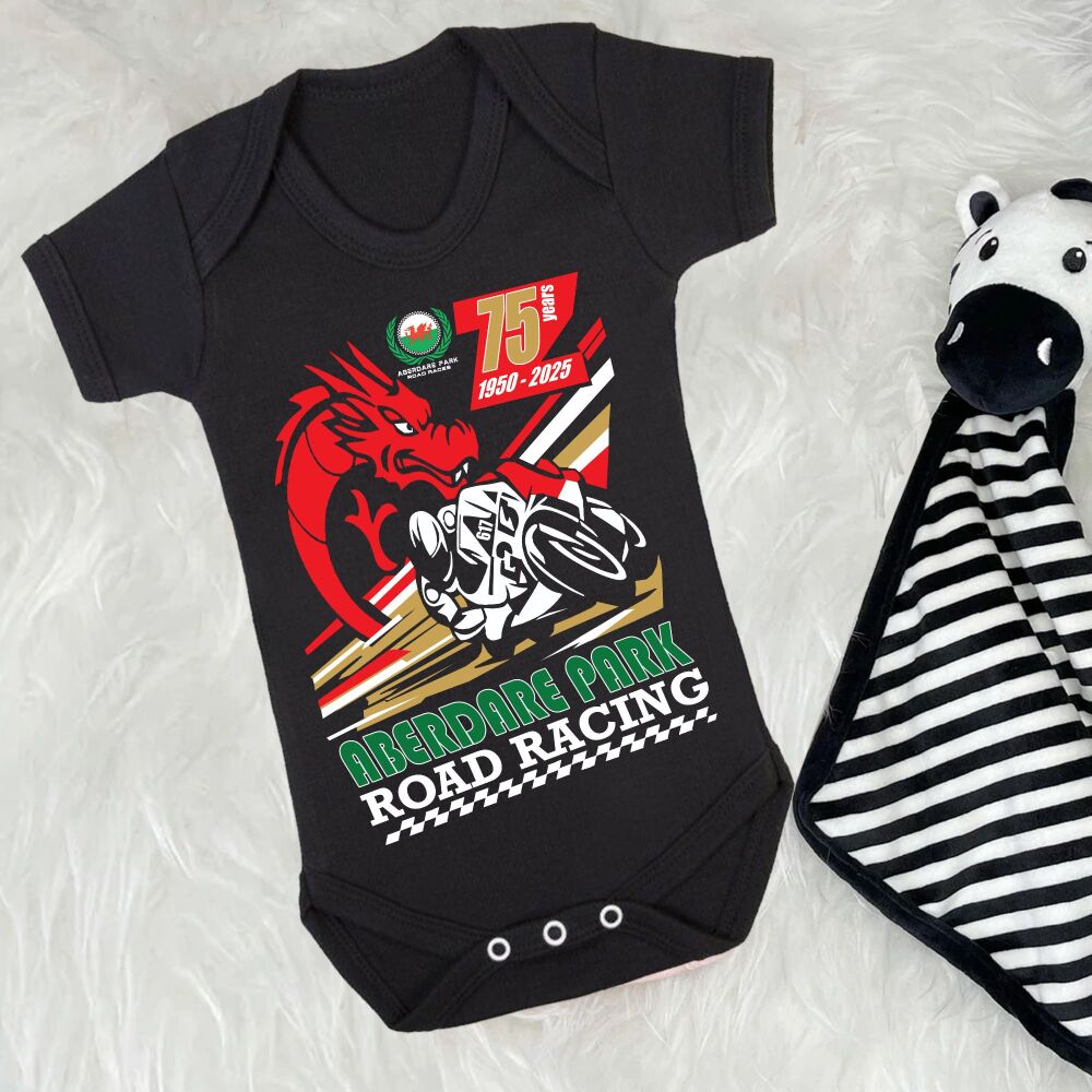 A. Aberdare Park Road Races Official black babygrow romper suit 2025