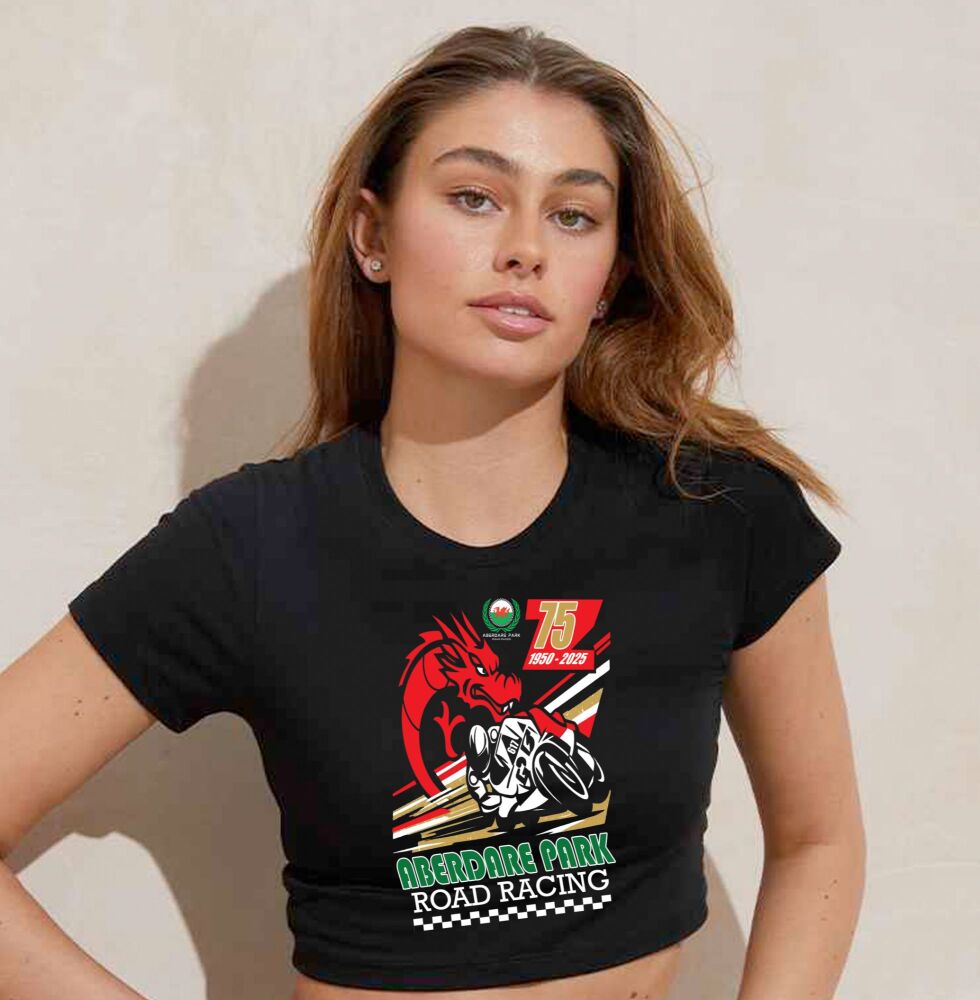 A. Aberdare official ladies girls women crop top tee black 2025