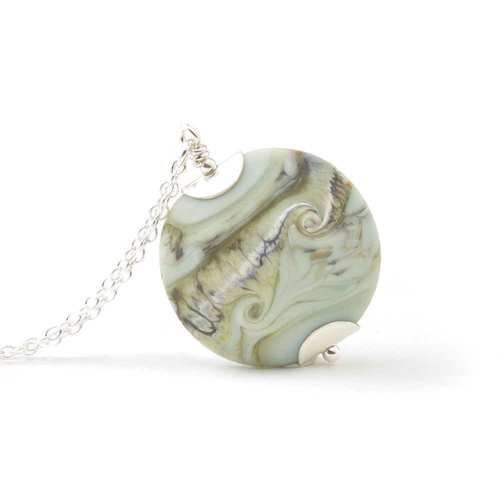 Coast Lampwork Glass Necklace in Pale Green