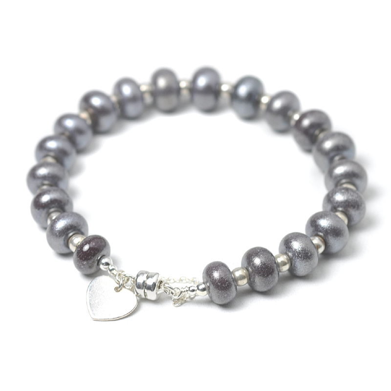 Pewter Beaded Glass Bracelet 