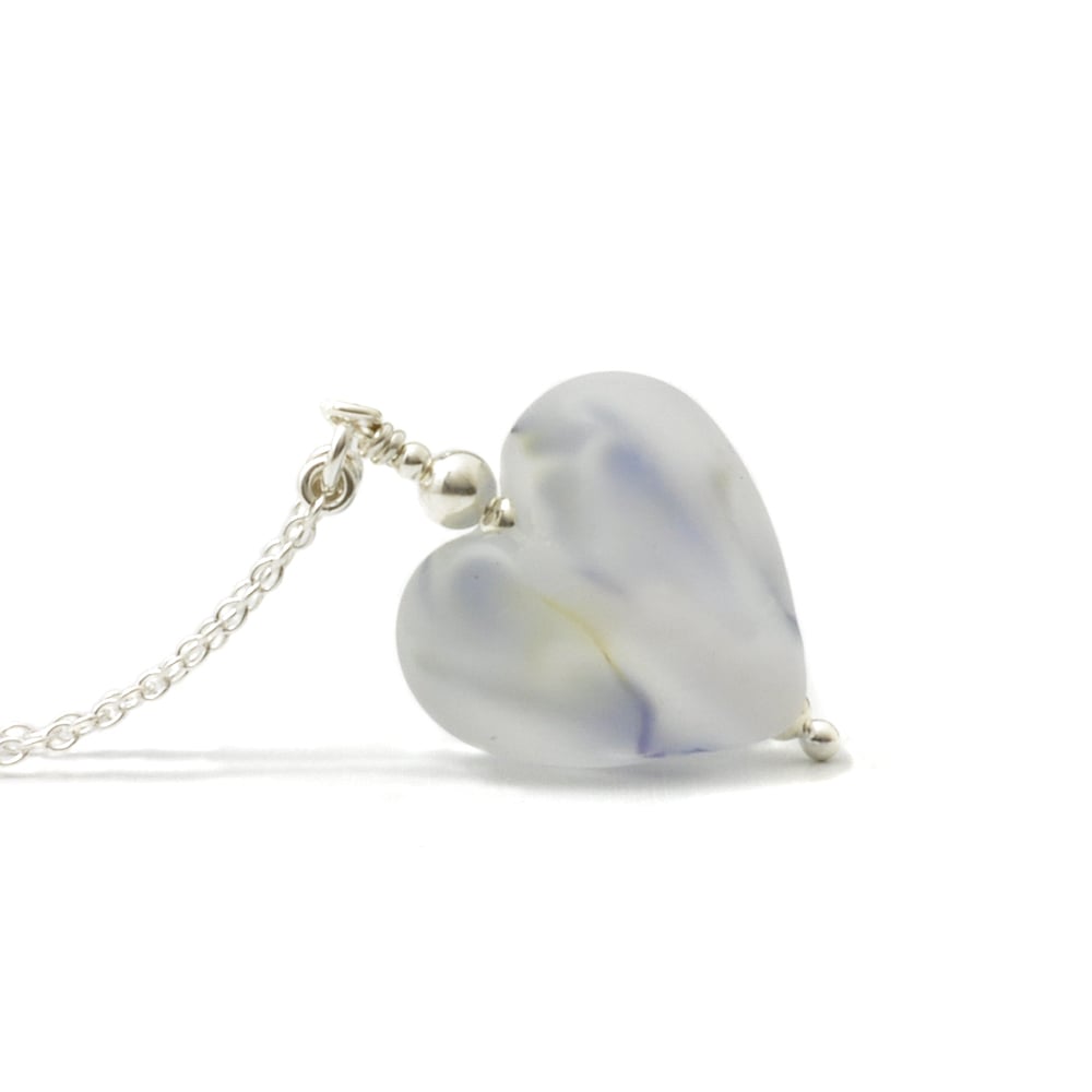 Frosted Glass Heart Necklace
