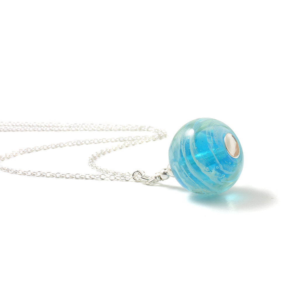 Whirlpool Long Glass Pendant Necklace