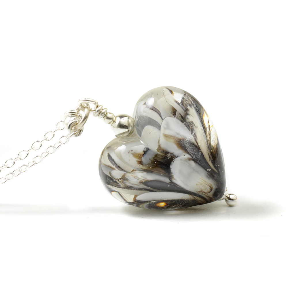 Black Swan Glass Heart Necklace