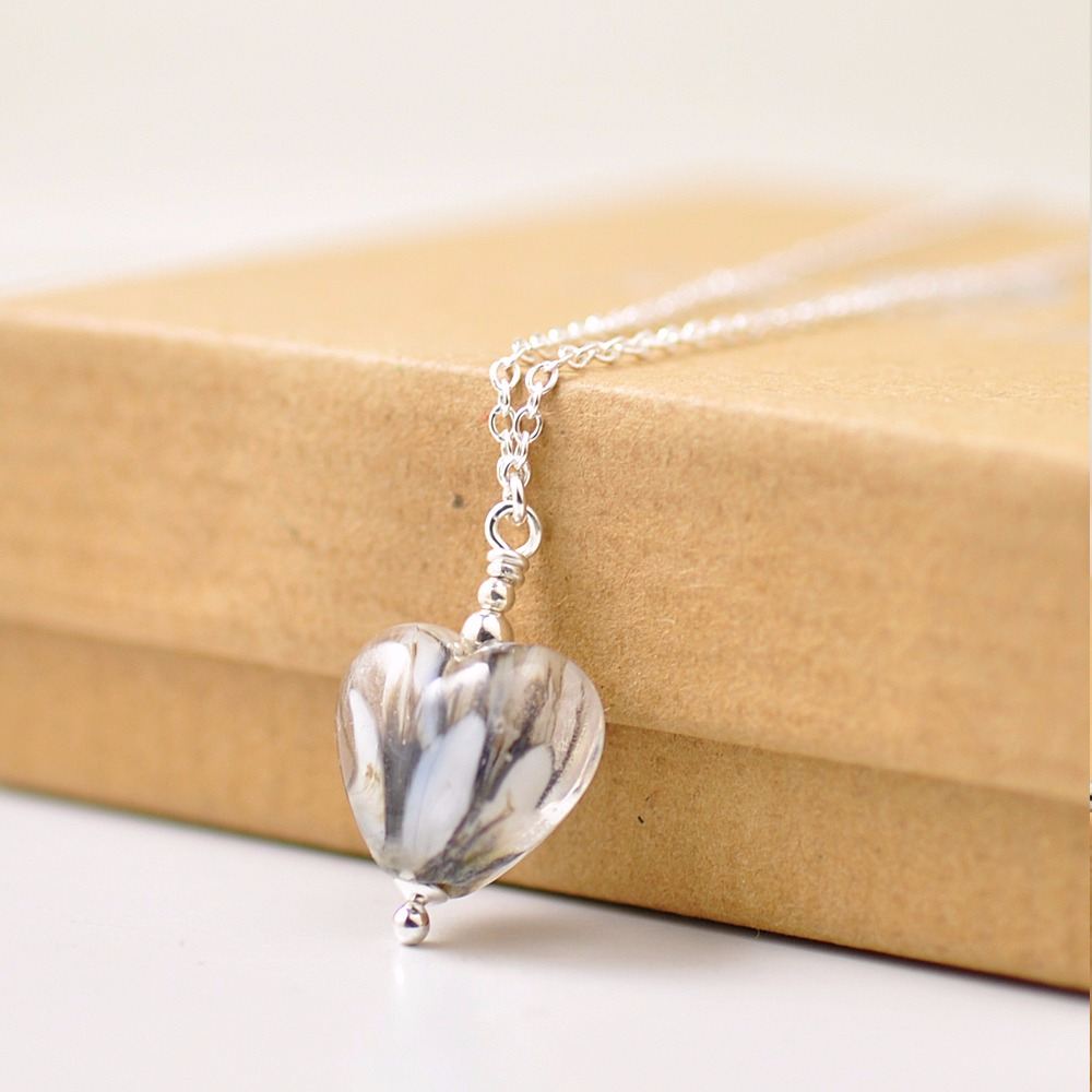 Black Swan Mini Glass Heart Necklace
