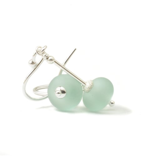 Sea Frost Lampwork Glass Drop Earrings