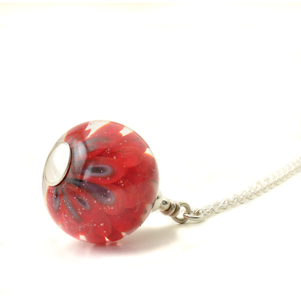 Poppy Lampwork Glass Necklace