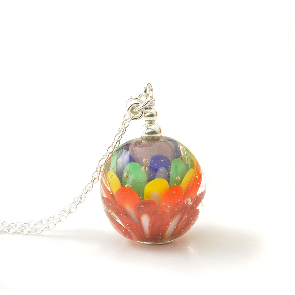 Rainbow Lampwork Glass Necklace