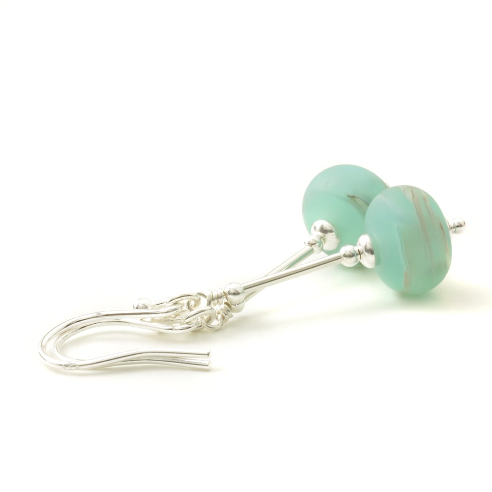 Duck Egg Blue Lampwork Glass Drop Earrings