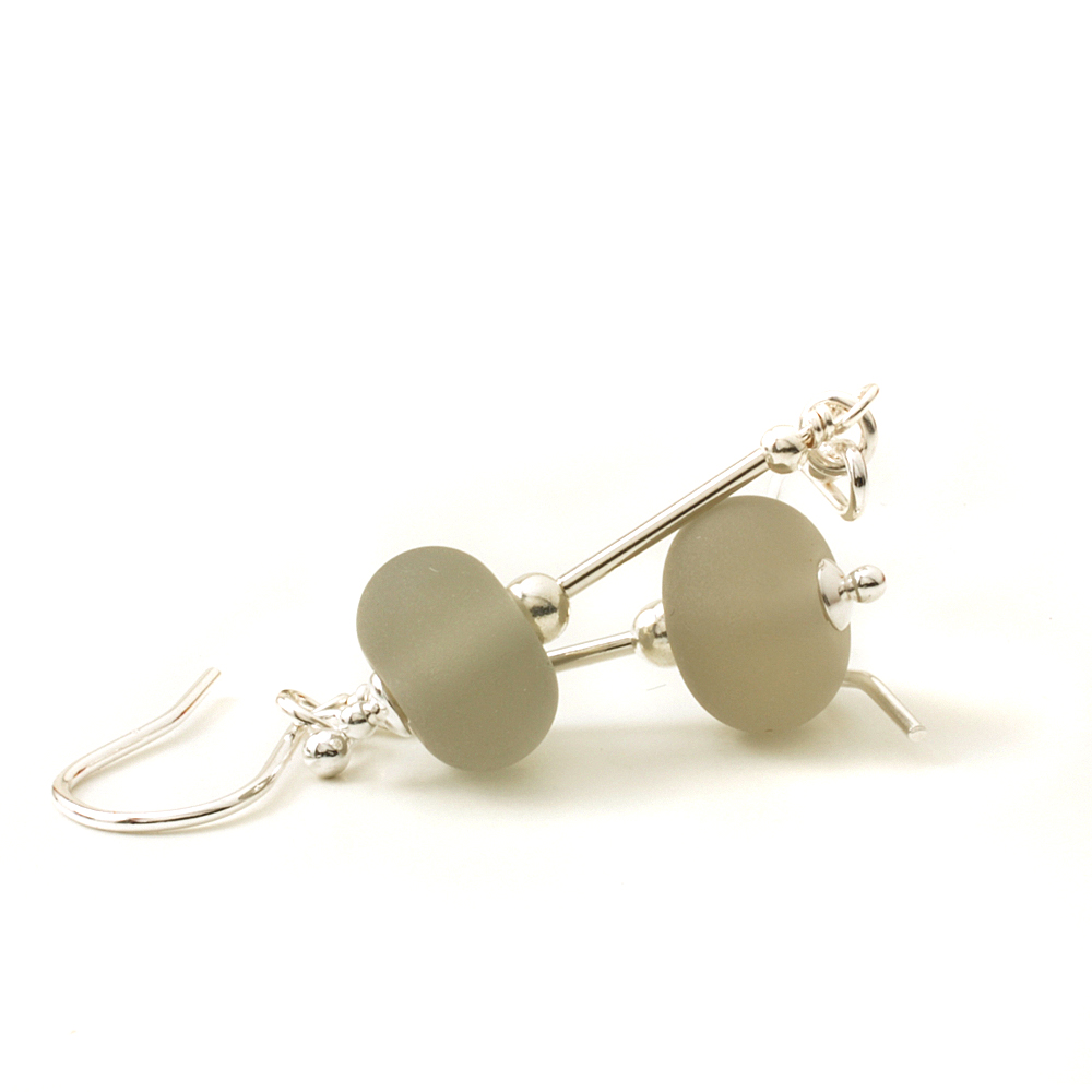 Light Grey Lampwork Glass Earrings
