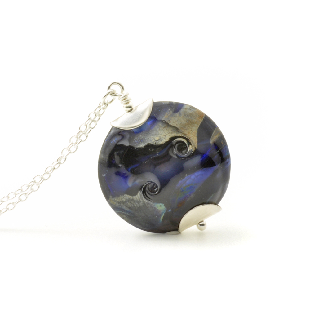Indigo Black Lampwork Glass Necklace