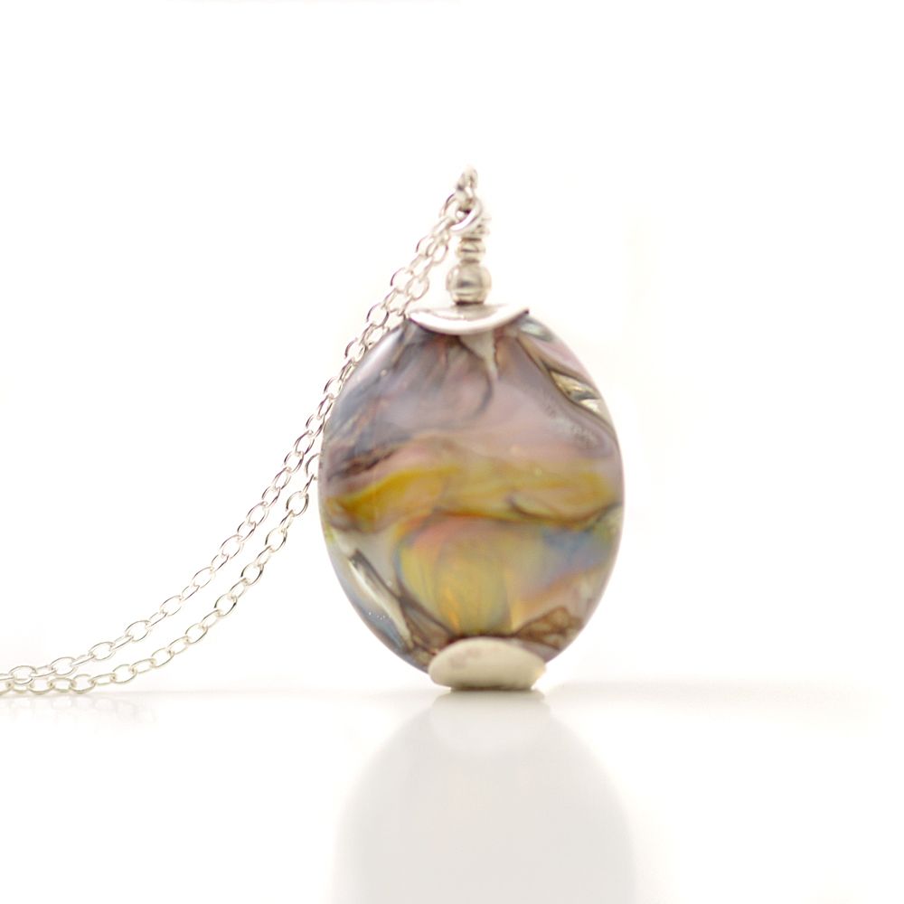 Rainbow Lampwork Glass Pendant Necklace