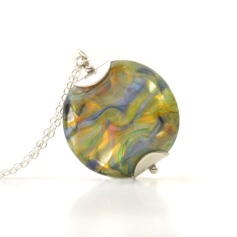 Tropical Greens Lampwork Glass Necklace