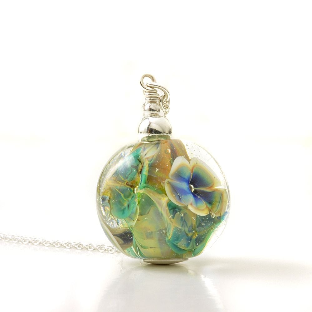 Floral Glass Globe Necklace